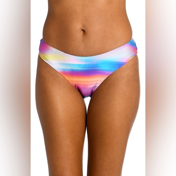 NWT La Blanca Sunset Shores Scoop Bottom Rainbow Striped Tie Dye Size 16 - Picture 1 of 5